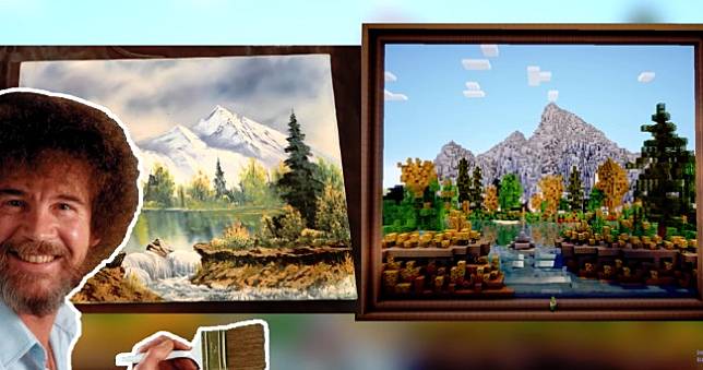《Minecraft》玩家創世重現爆炸頭油畫家「鮑伯·魯斯」山水畫作 👨‍🎨