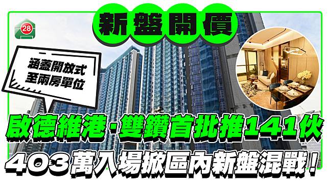 啟德維港‧雙鑽首批推141伙，403萬入場掀區內新盤混戰！