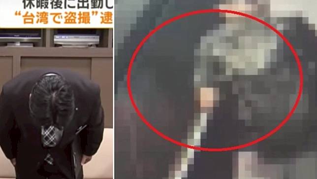 日本公務員佐佐木貴法（右）來台2度偷拍，害岩手縣官員鞠躬道歉，高院判他1年並驅逐出境確定。本報資料照