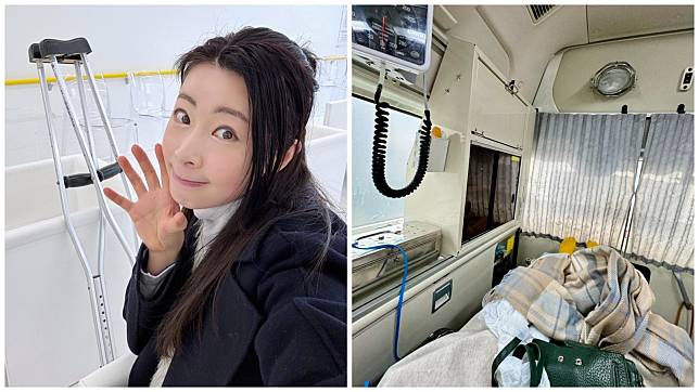 前新聞主播黃紫盈日本跌倒拗柴，須由救護車送院檢查。