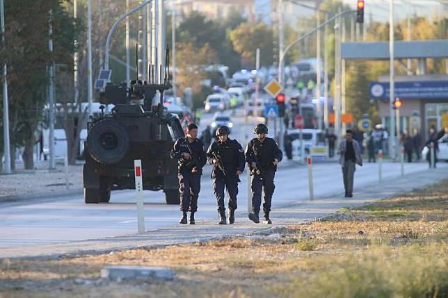 Staff members work near the site of a terrorist attack at the production facility of Turkish Aerospace Industries Inc. (TUSAS) in Ankara, Türkiye, Oct. 23, 2024. (Mustafa Kaya/Handout via Xinhua)