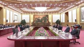 2023年「馬習二會」在北京人民大會堂東大廳登場。翻攝央視微博