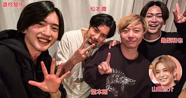 日劇《金田一少年事件簿》的歷代「金田一」聚首一堂，獨欠山田涼介。（網上圖片）