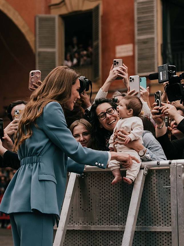 凱特王妃本月初獨自出訪義大利，受到當地民眾歡迎。（翻攝princeandprincessofwales IG）