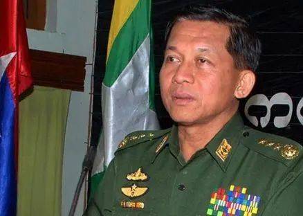 發動軍事政變的緬甸國防軍總司令敏昂萊和中國往來密切，曾在1月會見中國外交部長王毅。   圖 : 翻攝環球網