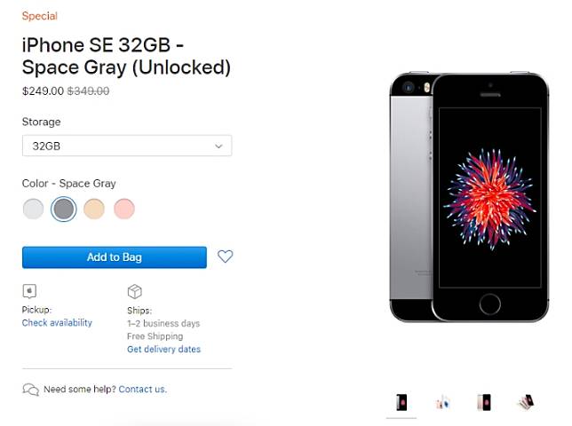 蘋果將iPhone SE 再次上架販售。   圖：翻攝蘋果美國官網