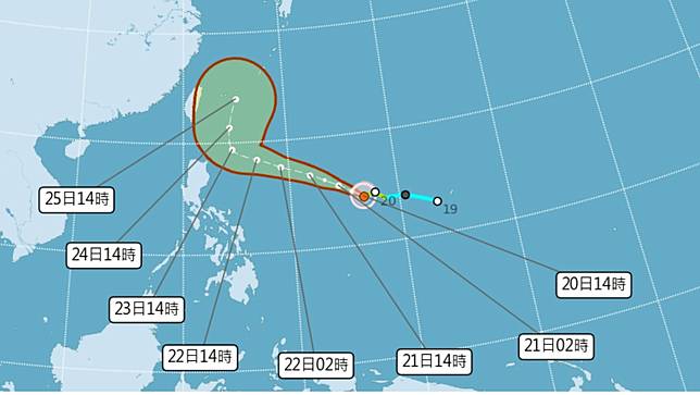 米克拉颱風最新路徑潛勢圖。氣象署提供