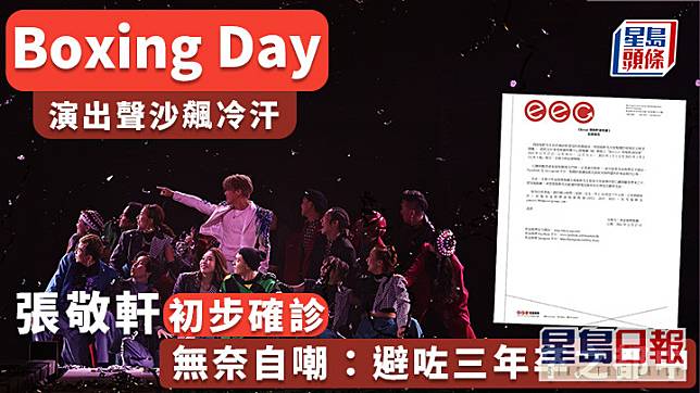 Boxing Day演出聲沙飆冷汗 張敬軒初步確診 無奈自嘲：避咗三年卒之都中