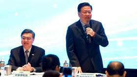 商總理事長許舒博與卓揆座談後，向媒體轉述溝通內容。李政龍攝