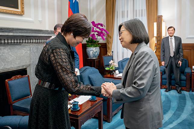 蔡英文總統19日接見「日本故前首相安倍晉三夫人安倍昭惠訪台團」。(圖：總統府Flickr)