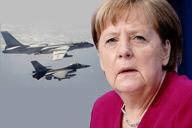 德國總理梅克爾(Angela Merkel)20日在歐洲理事會(Council of Europe)表示，「台灣正在發生的事情，軍事衝突可能再次出現。」。(本報合成)
