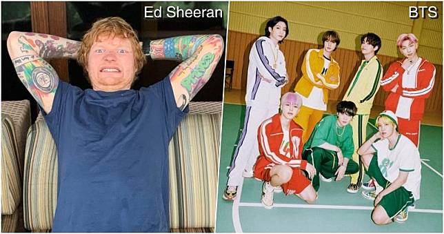 Ed Sheeran跟BTS再度合作，可會是下月9日發行的未命名新歌？（網上圖片）