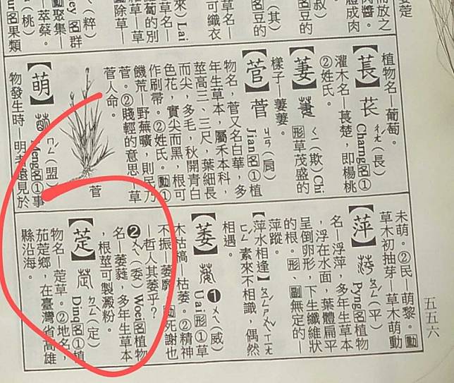 彭姓市民在桃園戶政事務所提供的字典中找到「萣」字。(取材自臉書社團「桃園人桃園事.生活.分享.靠北.討論區」)