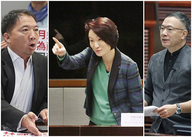 謝偉俊(左)倡議李慧琼(中)退選內會主席，胡志偉(左)認為做法正確。