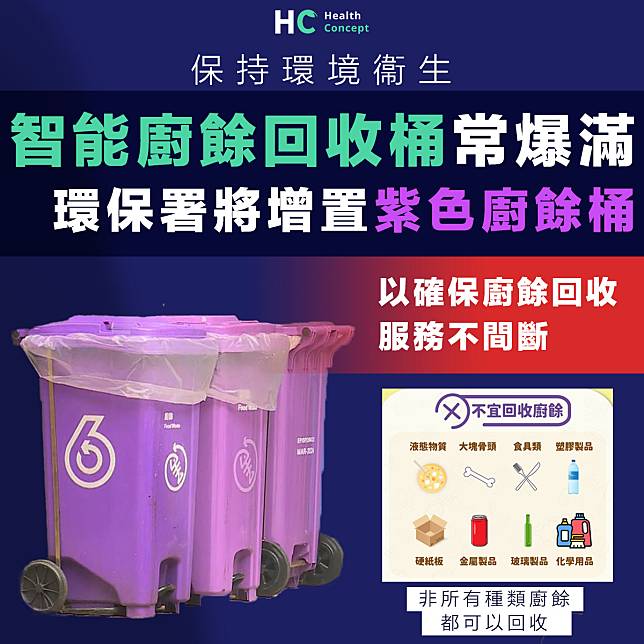 【廚餘回收】環保署將增置紫色廚餘桶 市民留意8類廚餘不宜回收