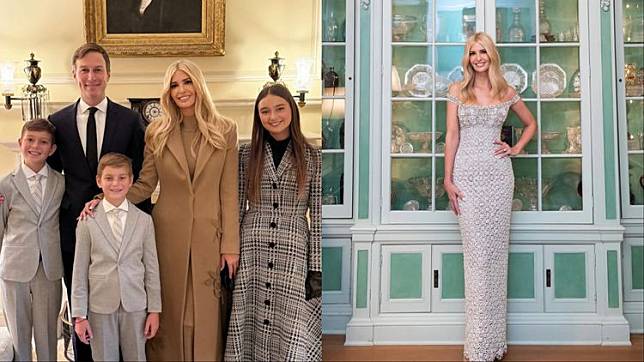 伊凡卡（左圖右二、右圖）曬出高顏值全家福。翻攝ivankatrump IG