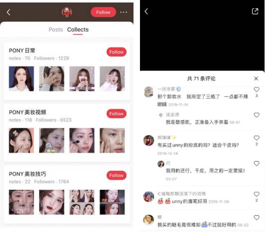Curated collections and product-focused commentary build up a veritable information database. Screenshot from Xiaohongshu’s app.