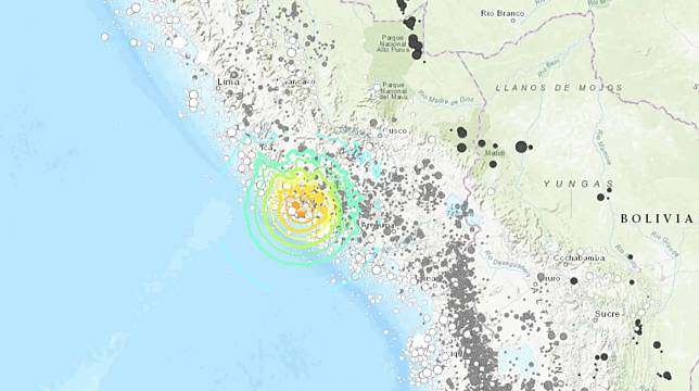 秘魯中部海岸外海28日發生規模7.2強震，一度發布海嘯警報。（圖／郭鎧紋提供）