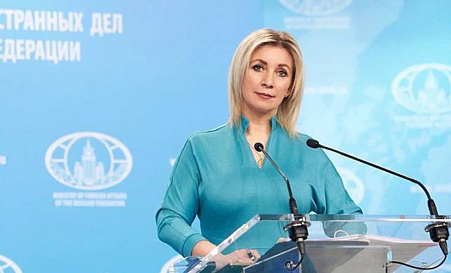 Russian Foreign Ministry spokesperson Maria Zakharova attends a weekly briefing on March 23, 2023. (Russian Foreign Ministry photo)