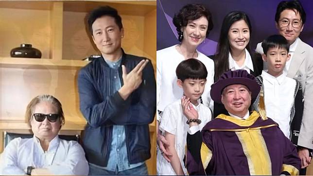 洪金寶曬出全家福，老婆高麗虹（右圖左上）美貌相當搶鏡。（圖／翻攝自抖音）