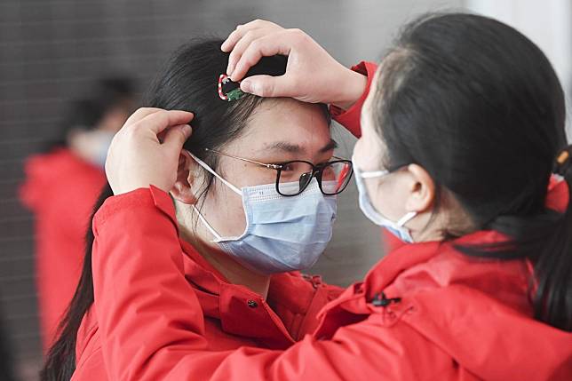 Members of a medical team from southwest China’s Chongqing municipality, preparing to leave for Wuhan on Friday. Photo: Xinhua