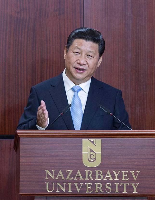 Chinese President Xi Jinping delivers a speech at the Nazarbayev University in Astana, Kazakhstan, Sept. 7, 2013. (Xinhua/Wang Ye)