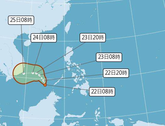 熱帶性低氣壓（TD30）可能形成「帕布」颱風。中央氣象署提供