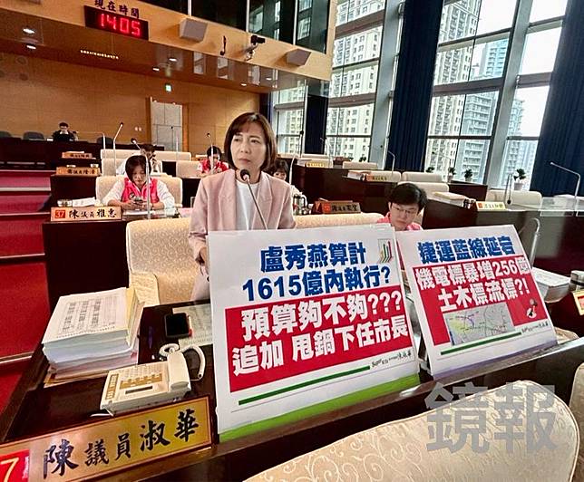 台中市議員陳淑華痛批，中捷藍線機電標案暴增256億元，市府延宕八年、路線一變再變，是追加預算爆增的原因，盧秀燕把爛攤子甩鍋下任市長，需要負起全責。翻攝fb陳淑華