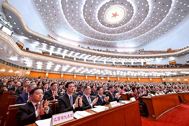 The opening meeting of the third session of the 14th National People's Congress (NPC) is held at the Great Hall of the People in Beijing, capital of China, March 5, 2025. (Xinhua/Yan Yan)
