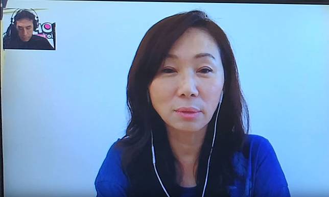 高雄市長韓國瑜夫人李佳芬接受媒體人黃暐瀚視訊專訪。   圖：翻攝自POP RADIO頻道