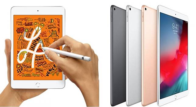 支援Apple Pencil 手寫觸控筆的新一代iPad Mini 5、與iPad Air 已通過NCC認證，有望近期登台開賣。(圖／翻攝自蘋果官網；編輯合成)