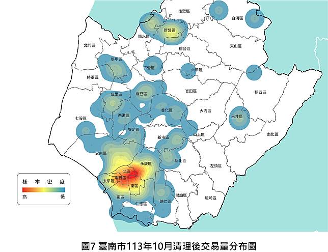 113年10月交易量分布圖。圖／地政局提供