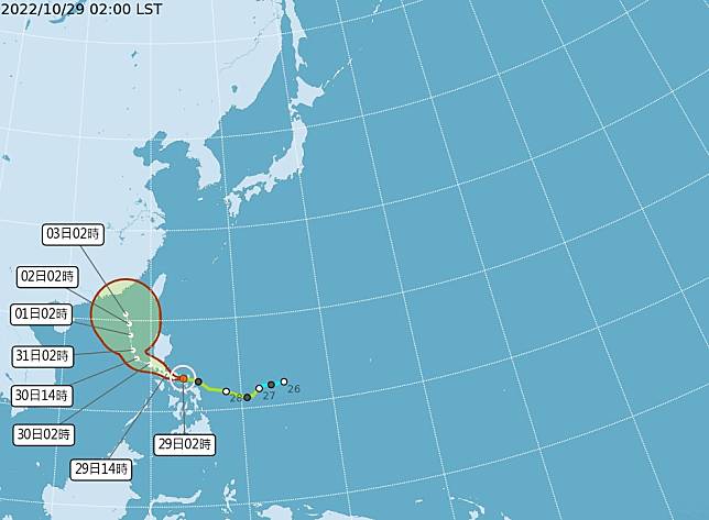 輕颱奈格同時受到太平洋高壓、北方槽線相互牽扯，路徑不確定性仍大。   圖/中央氣象局