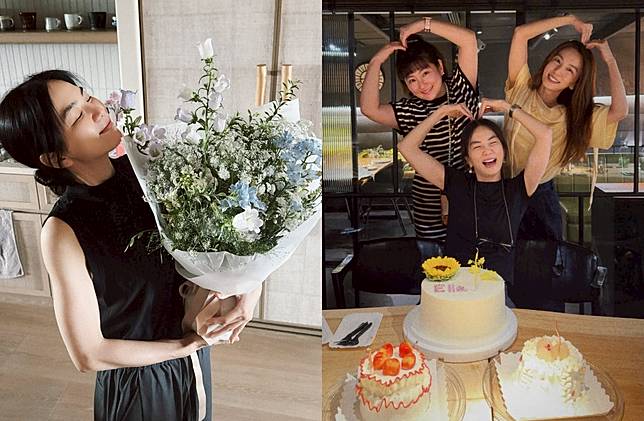 Ella與家人、好姐妹慶祝45歲生日。（圖／IG@him_ella0618）