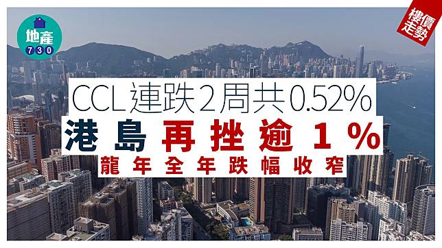 CCL連跌2周共0.52% 港島再挫逾1% 龍年全年跌幅收窄｜樓價走勢