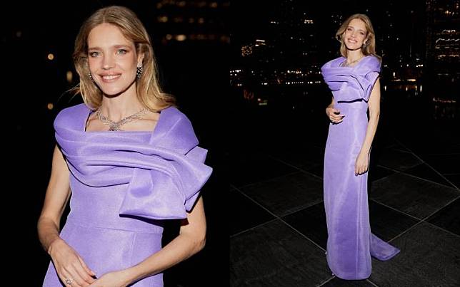 LV集團太子妃Natalia Vodianova嫁入豪門後果然身價不凡！紫色女神級禮服搭配Chaumet成套鑽飾珠寶貴氣十足！