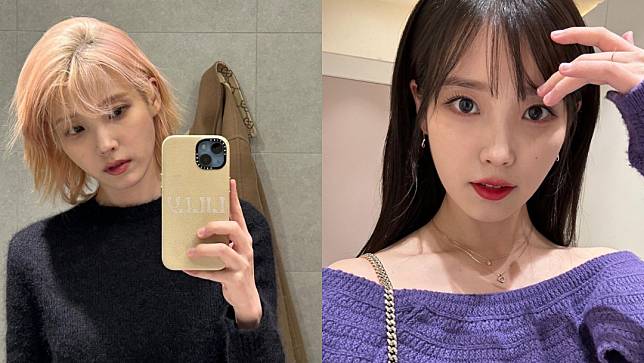 韓國女星IU（李知恩）今日在社群公開自己的新髮型，粉金色的個性短髮與先前的黑長髮截然不同。翻攝自IU IG