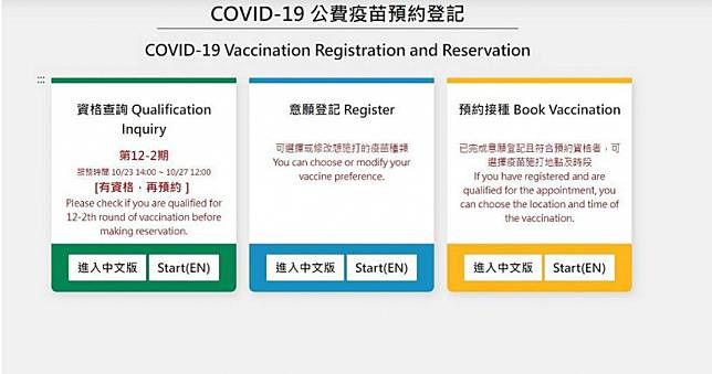 疫苗平台開放查詢接種資格　第12輪第2階段25日開放預約