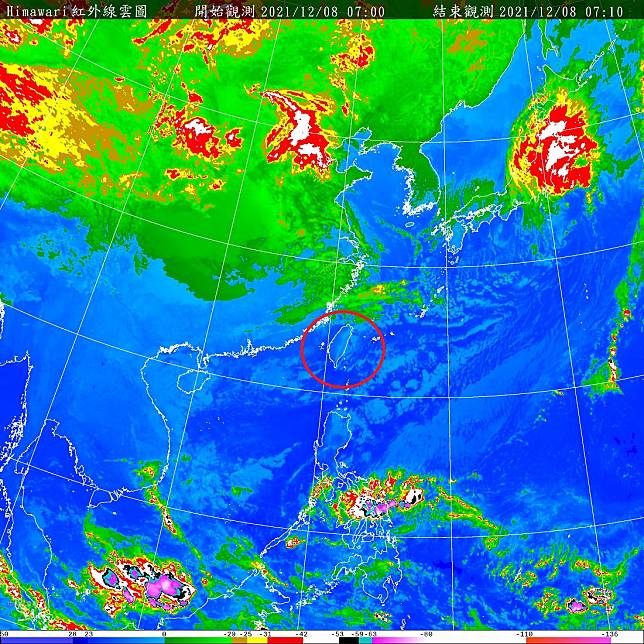 東北季風持續影響，今天全台各地包括澎湖、金門、馬祖，大多為多雲到晴的天氣，但北部與東北部要注意天氣較涼。   圖：中央氣象局/提供