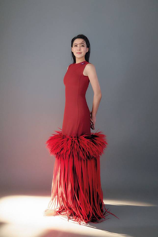 Cindy Chao wearing a Bottega Veneta dress and CINDY CHAO The Art Jewel 20th Anniversary Collection’s Ribbon Brooch (Photo: courtesy of Ming Shih Chiang)