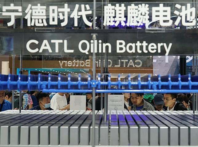 People visit the booth of CATL at the 2024 Beijing International Automotive Exhibition in Beijing, China, April 30, 2024. (Xinhua/Zhang Chenlin)