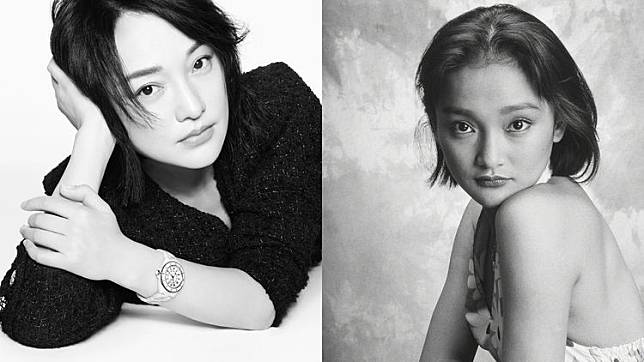 48歲金馬影后周迅日前被人挖出19歲時的寫真照（右，翻攝新浪娛樂微博），其氣質獨具的美貌，與她近日為法國精品香奈兒J12腕錶所拍攝的形象廣告（左，品牌提供）所差不遠。