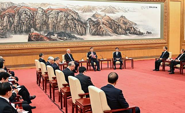 General Secretary of the Communist Party of China (CPC) Central Committee Xi Jinping, also Chinese president and chairman of the Central Military Commission, takes part in an annual gathering with non-CPC personages ahead of the Spring Festival at the Great Hall of the People in Beijing, capital of China, Jan. 20, 2025. The event was also attended by Wang Huning, chairman of the National Committee of the Chinese People's Political Consultative Conference, and Cai Qi, director of the General Office of the CPC Central Committee. Both are also members of the Standing Committee of the Political Bureau of the CPC Central Committee. (Xinhua/Yan Yan)■