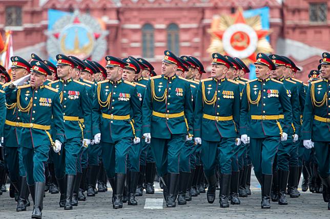 Servicemen march during the Victory Day military parade, which marks the 79th anniversary of the Soviet victory in the Great Patriotic War, Russia's term for World War II, on Red Square in Moscow, Russia, May 9, 2024. (Xinhua/Cao Yang)