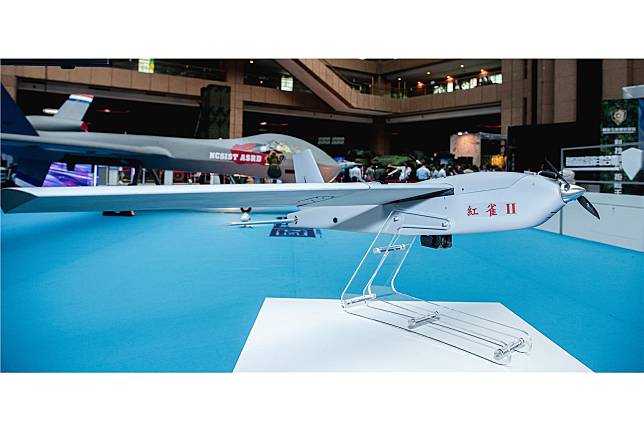  臺北航太暨國防工業展中，中科院展出紅雀二型無人機。（本報資料照片）