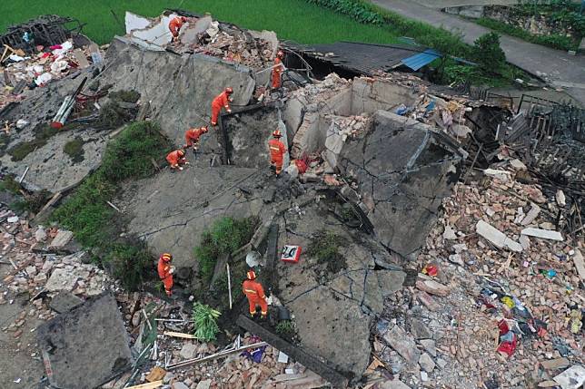 中國四川宜賓市17日發生規模6.0地震。（'湯森路透）
