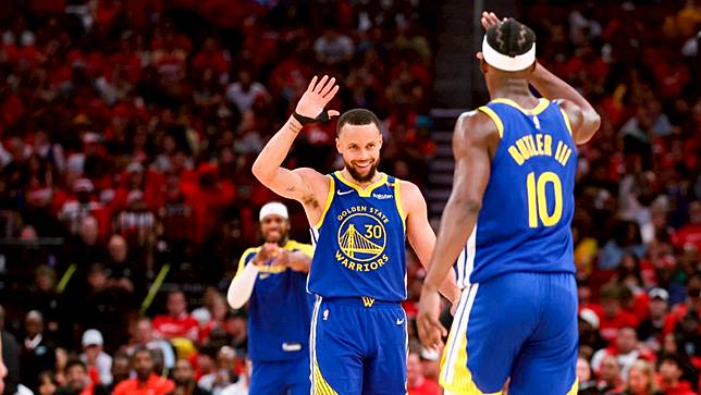 柯瑞（Stephen Curry）和巴特勒（Jimmy Butler）聯手轟進56分，助球隊在西區季後賽首輪的G1打敗火箭。路透社