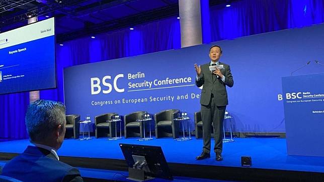 外交部次長李淳出席「柏林安全會議」發表專題演說。外交部提供