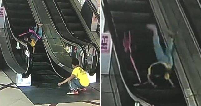 男童故意關電扶梯緊急鈕害5歲女摔趴　商場：孩童自己沒有扶好