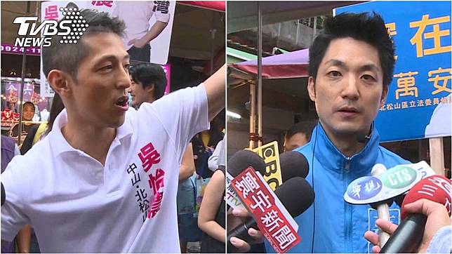 民進黨立委參選人吳怡農(左)對上拚連任的國民黨立委蔣萬安(右)。圖／TVBS資料照